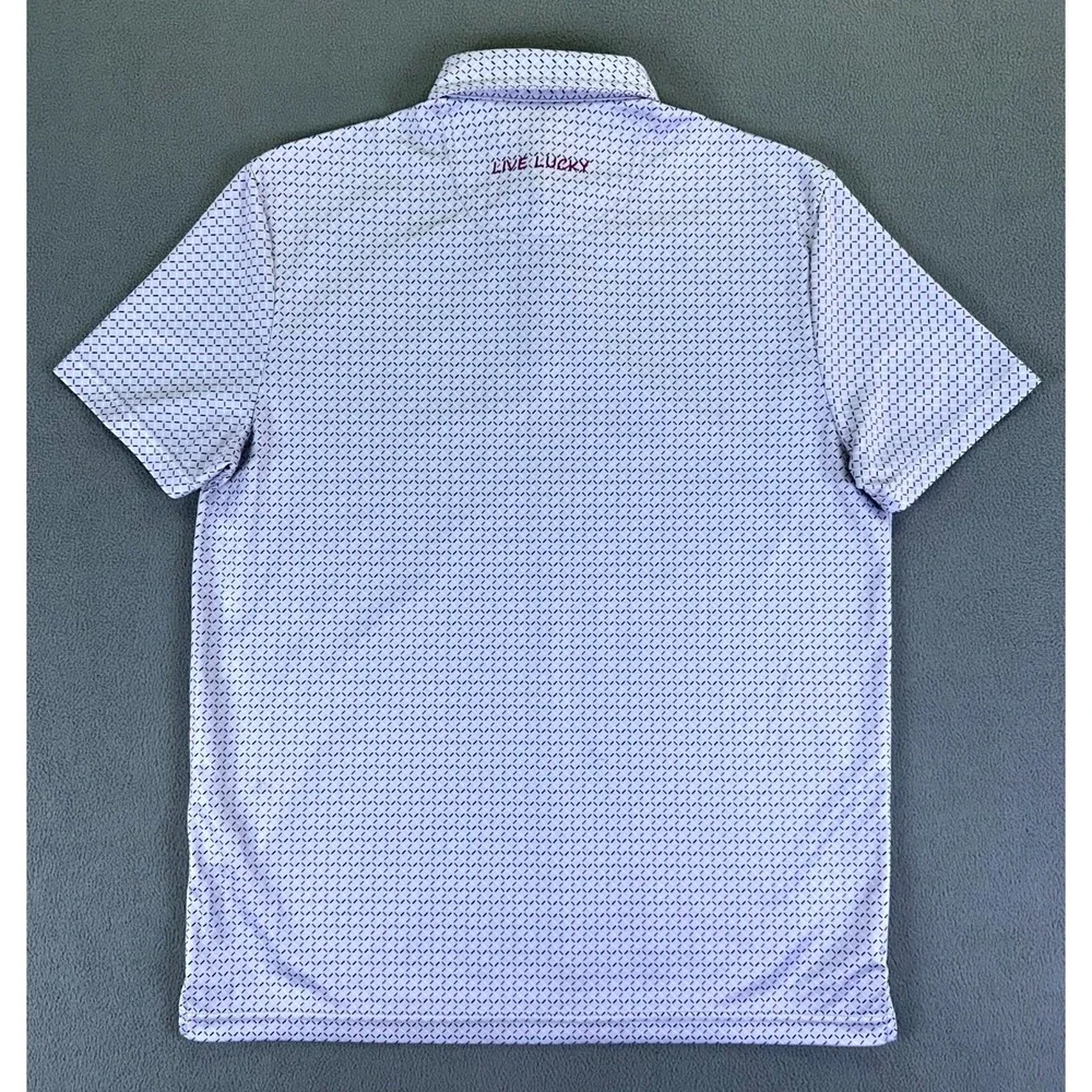 Black Clover Polo Shirt Mens Small Grey Geometric Live Lucky Performance Golf - Picture 3 of 6
